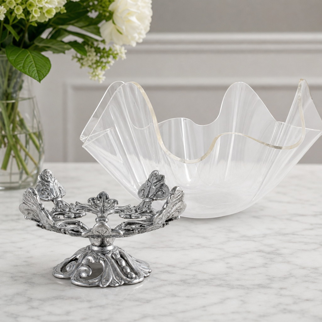 Fleur-De-Lis Stand Acrylic Bowl 14 9