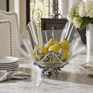Fleur-De-Lis Stand Acrylic Bowl 14 7