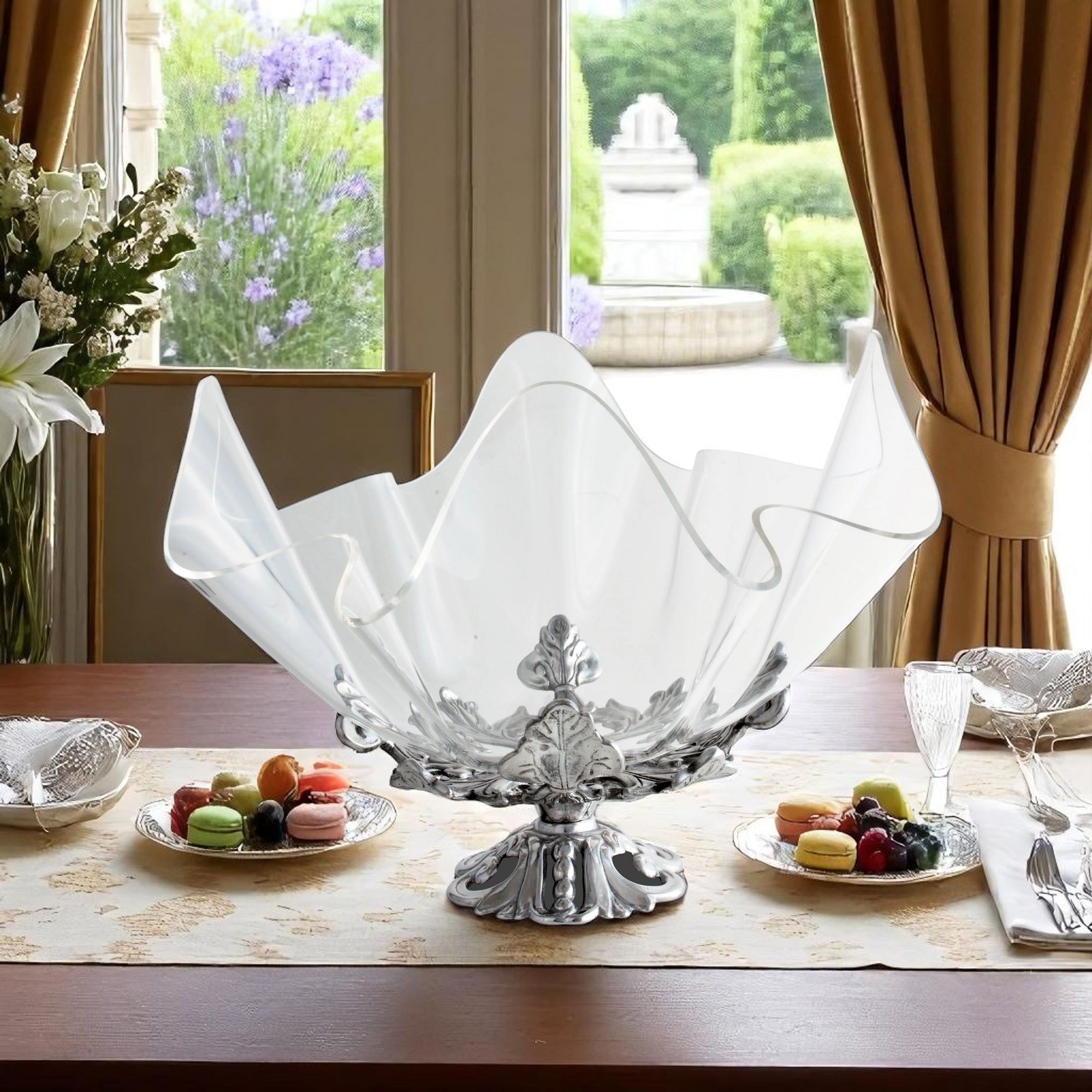 Fleur-De-Lis Stand Acrylic Bowl 14