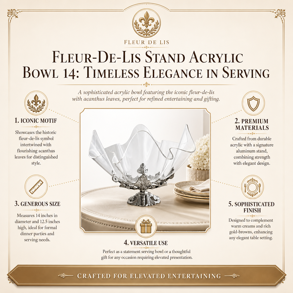 Fleur-De-Lis Stand Acrylic Bowl 14 10