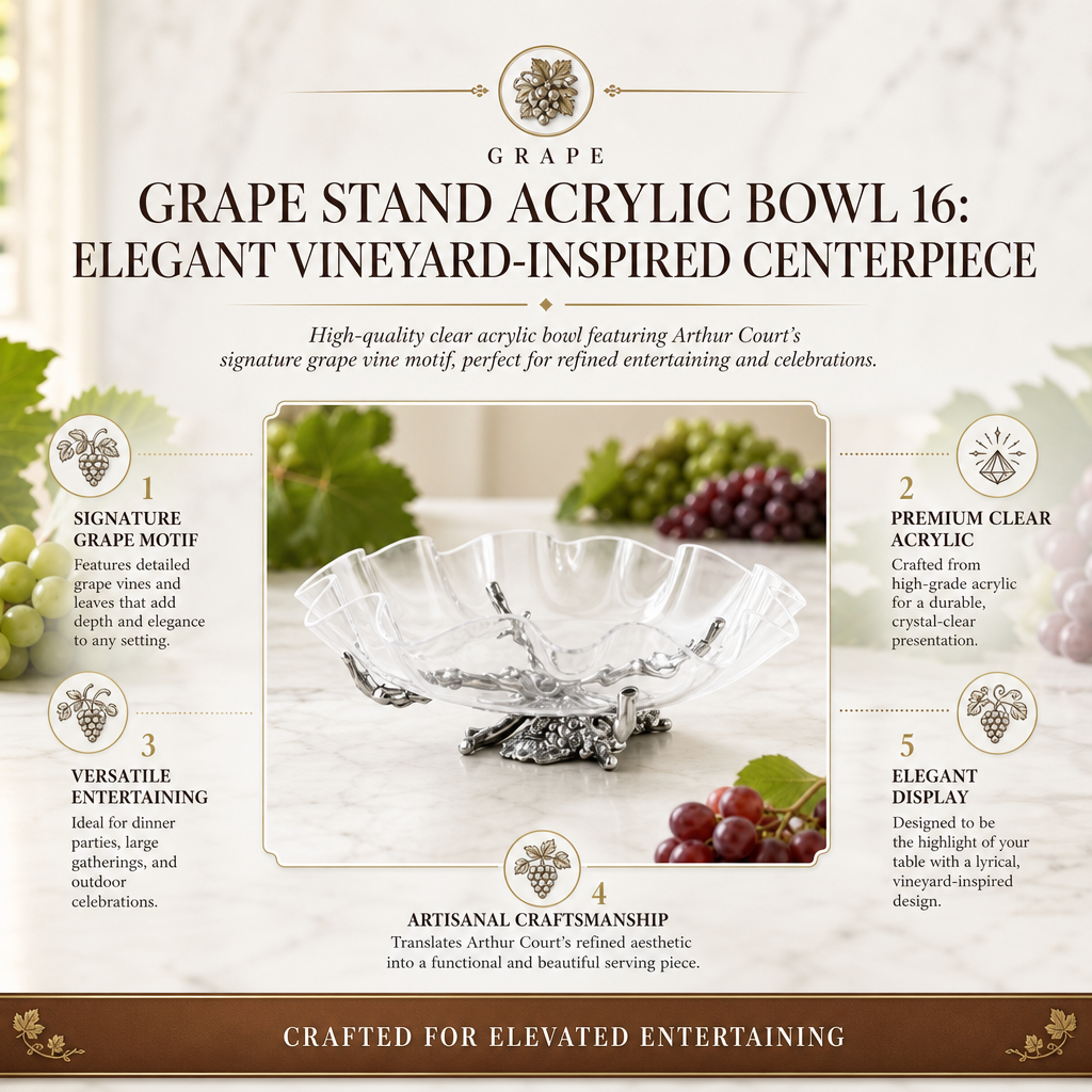 Grape Stand Acrylic Bowl 16: Elegant Vineyard-Inspired Centerpiece
