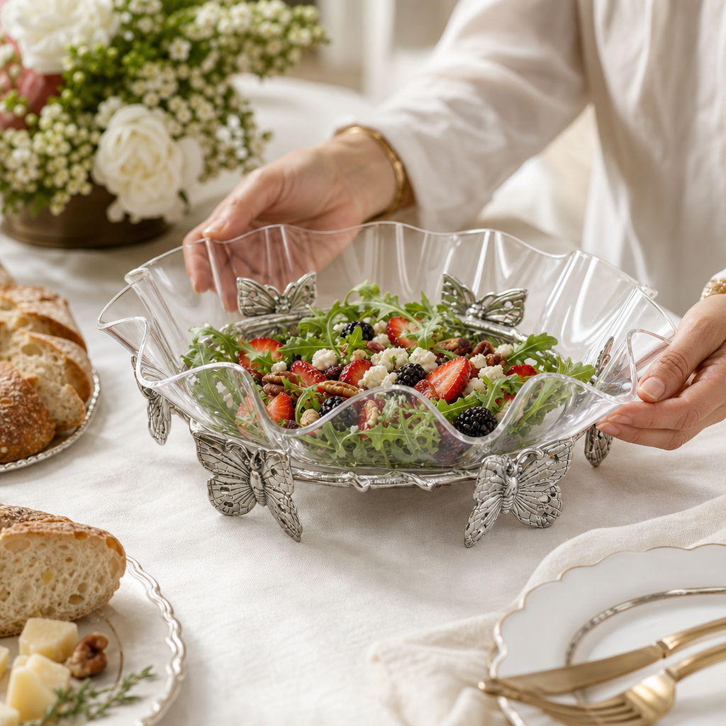 Butterfly Stand Acrylic Bowl 16 6