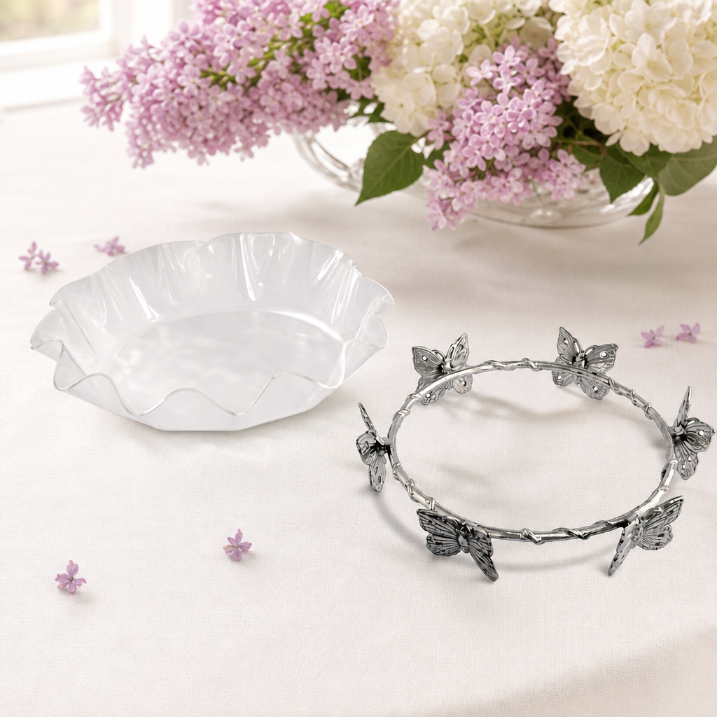 Butterfly Stand Acrylic Bowl 16 4