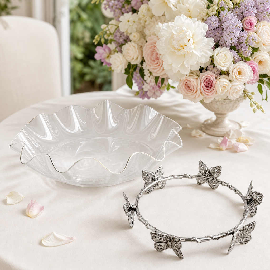 Butterfly Stand Acrylic Bowl 16 12