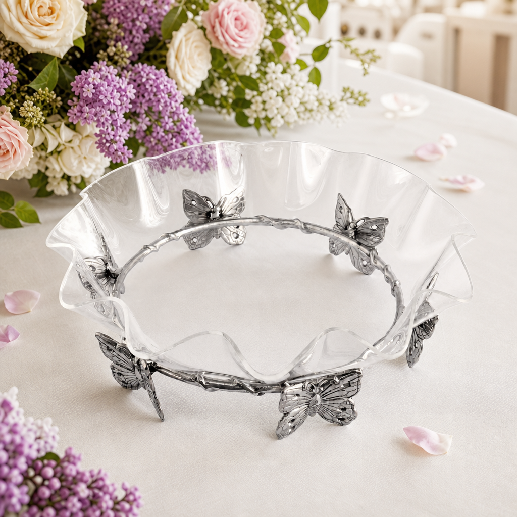 Butterfly Stand Acrylic Bowl 16 13