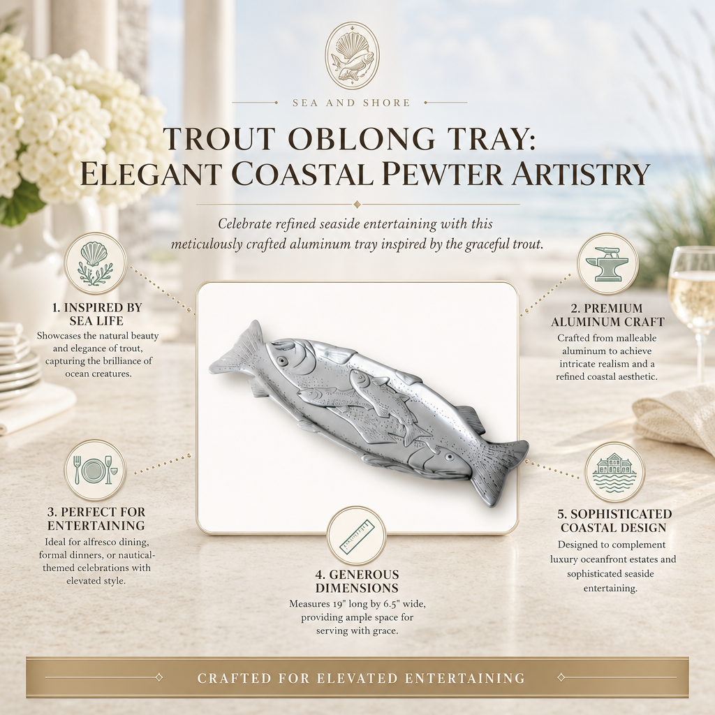 Trout Oblong Tray: Elegant Coastal Pewter Artistry