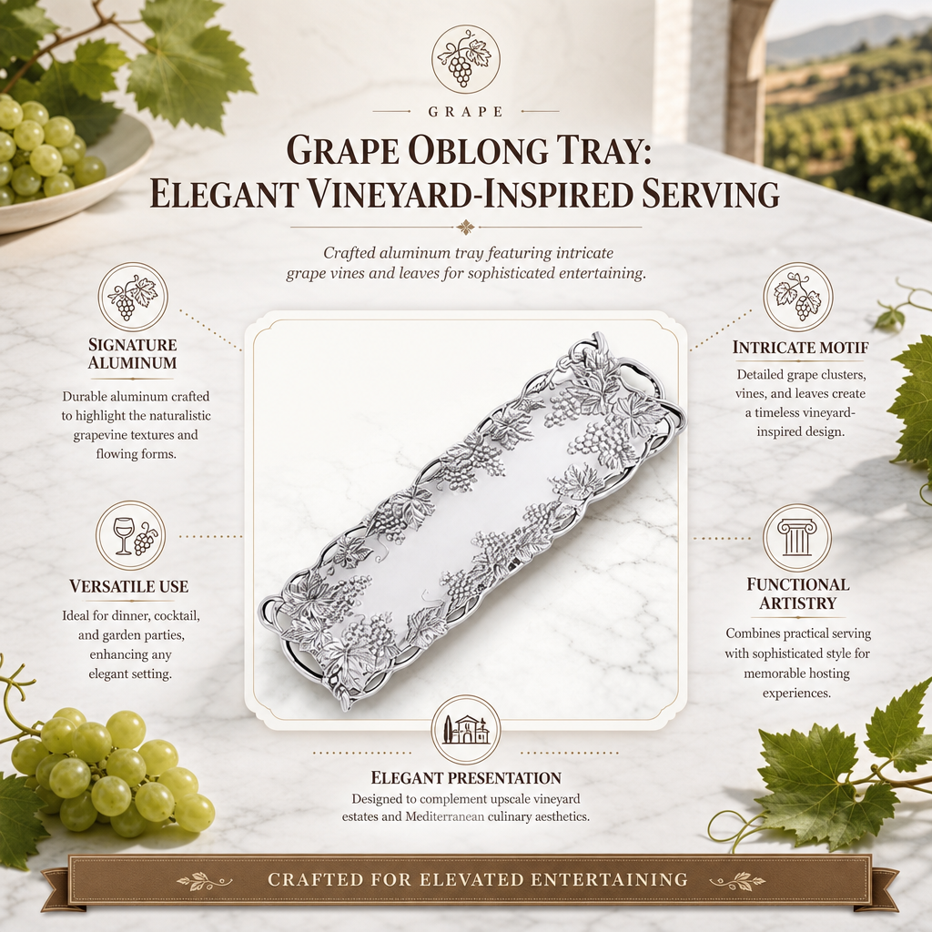 Grape Oblong Tray: Elegant Vineyard-Inspired Serving