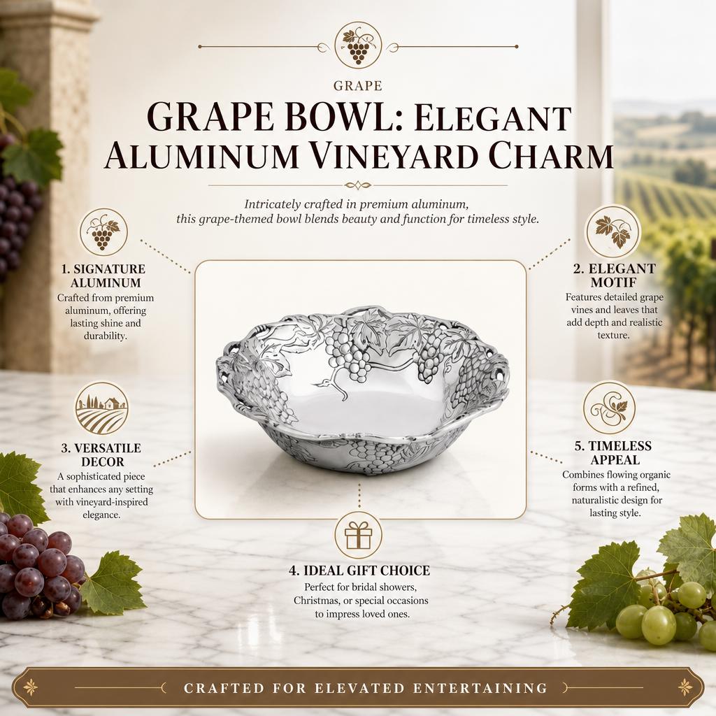 Grape Bowl: Elegant Aluminum Vineyard Charm