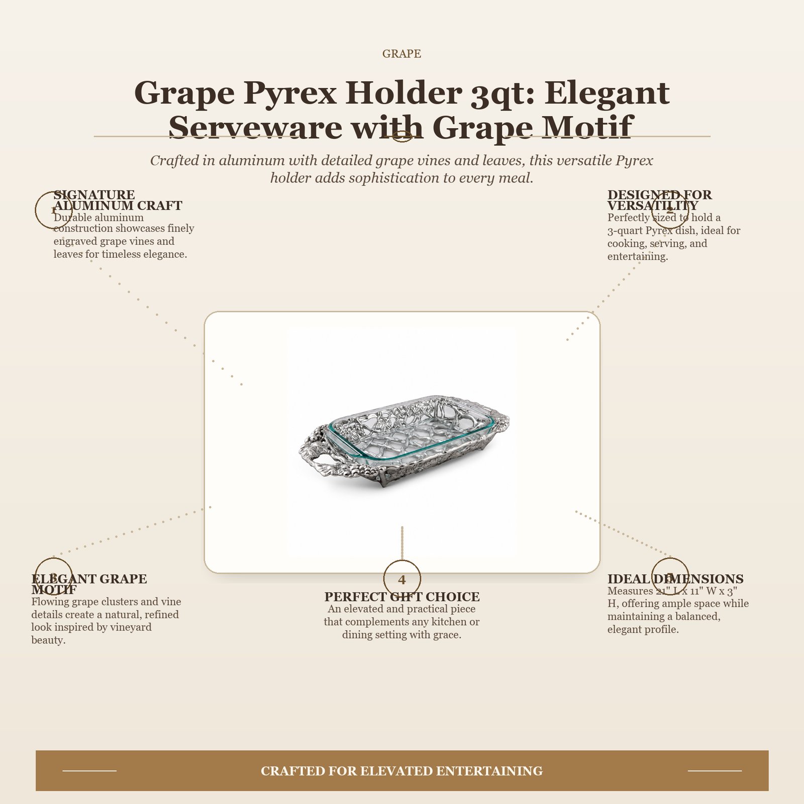 Grape Pyrex Holder 3qt: Elegant Serveware with Grape Motif