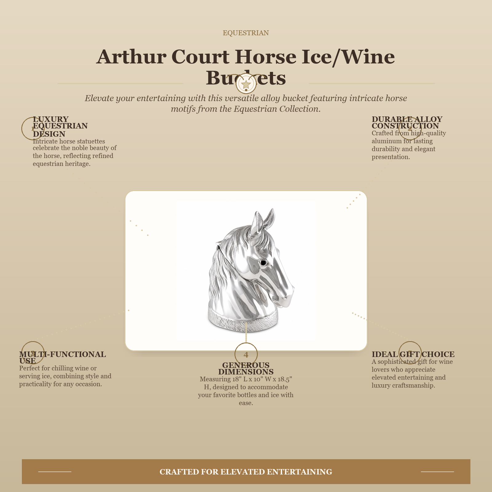 Horse Ice/Wine Buckets: Refined Equestrian Elegance