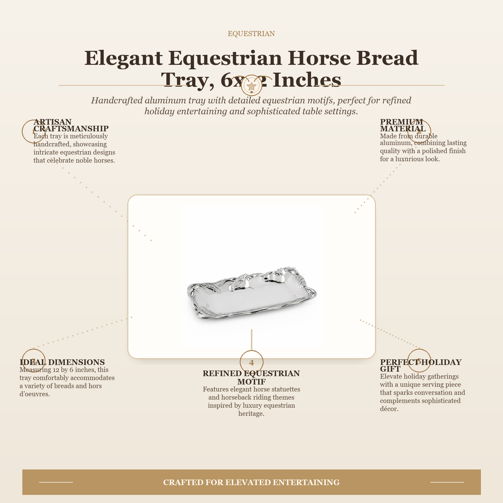 Horse Bread Tray 6x12: Elegant Equestrian Serving Artistry