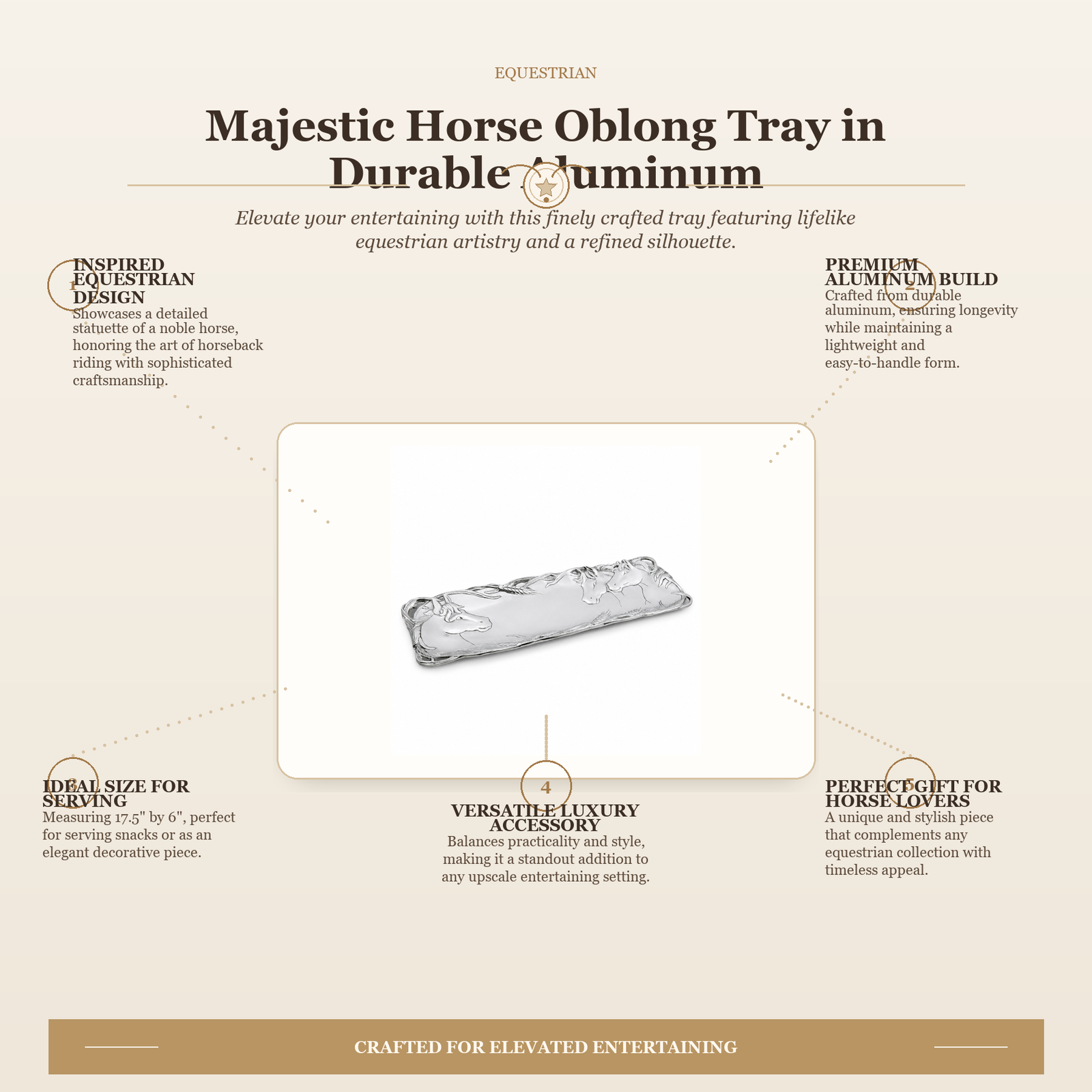 Horse Oblong Tray: Majestic Equestrian Elegance