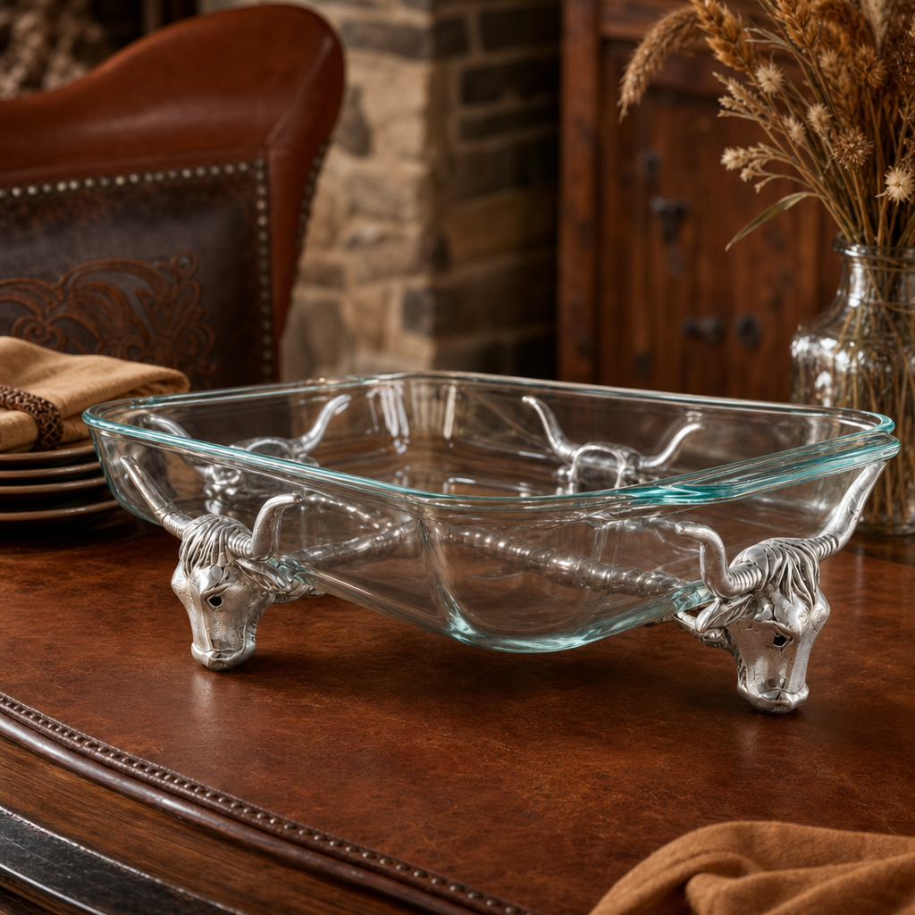 Long Horn Steer Pyrex Holder 3qt 1