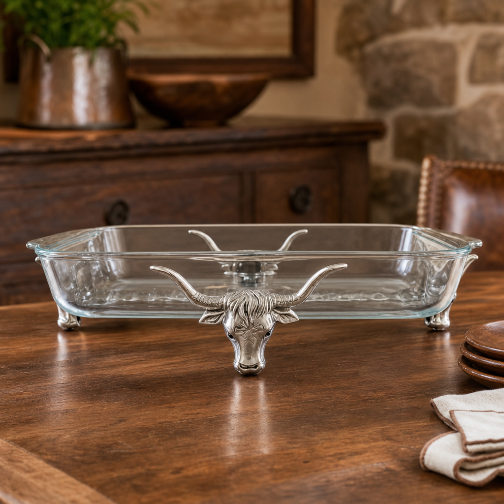 Long Horn Steer Pyrex Holder 3qt 3