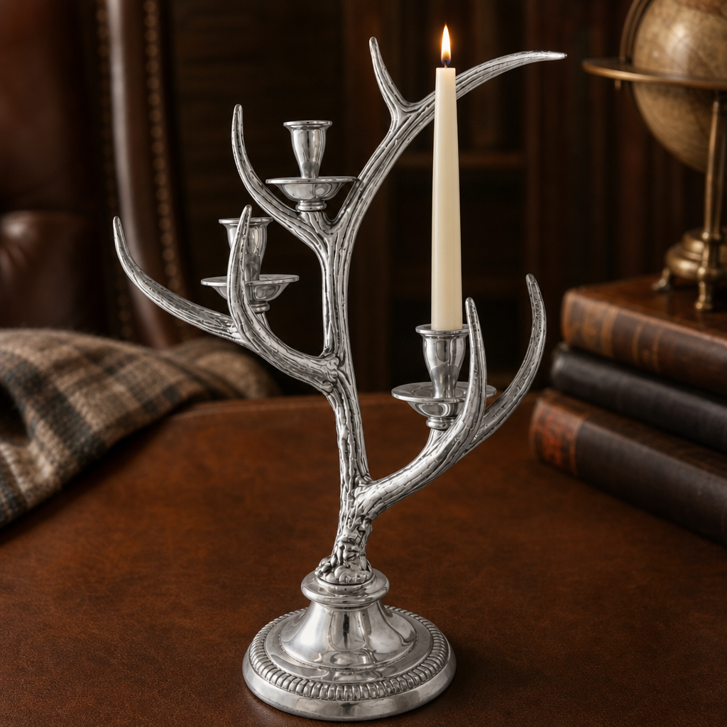 Three-Light Metal Antler Candlestick 1