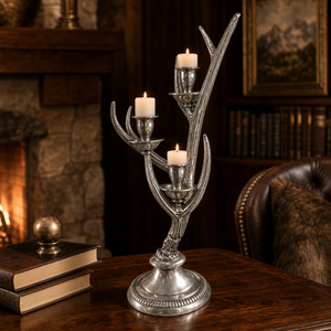 Three-Light Metal Antler Candlestick 8