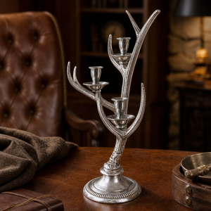 Three-Light Metal Antler Candlestick 4
