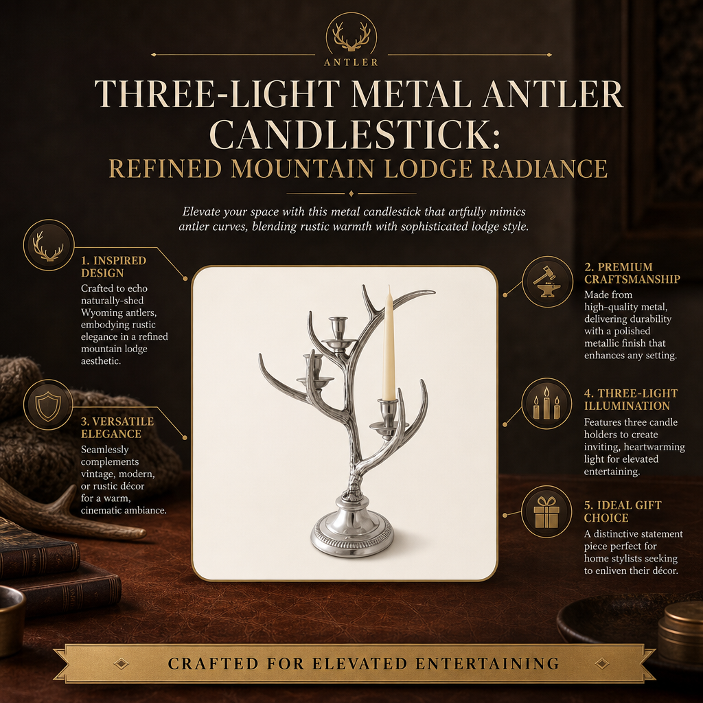 Three-Light Metal Antler Candlestick 11