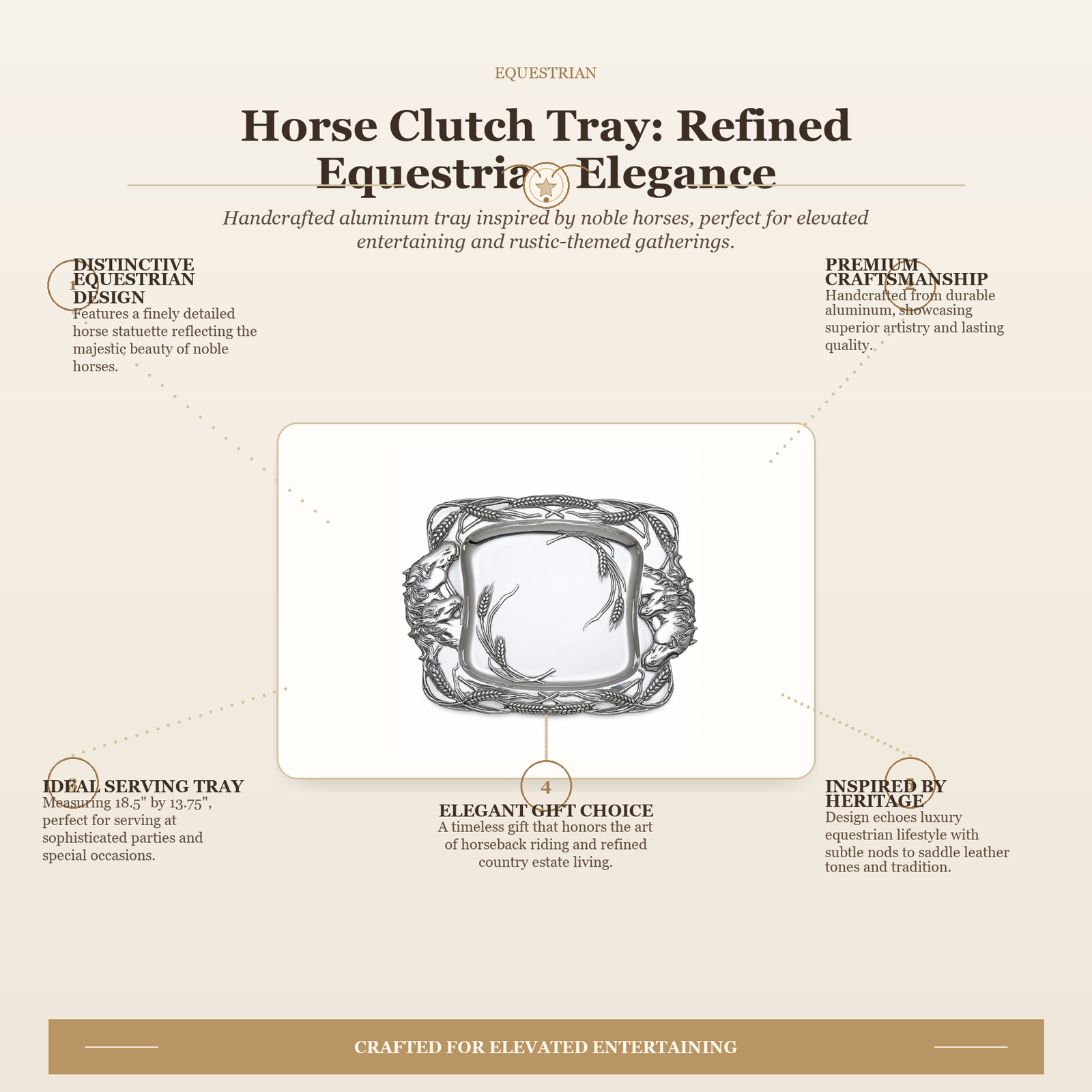 Horse Clutch Tray: Refined Equestrian Serving Elegance