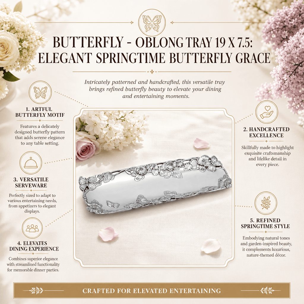 Butterfly - Oblong Tray 19 x 7.5: Elegant Springtime Butterfly Grace