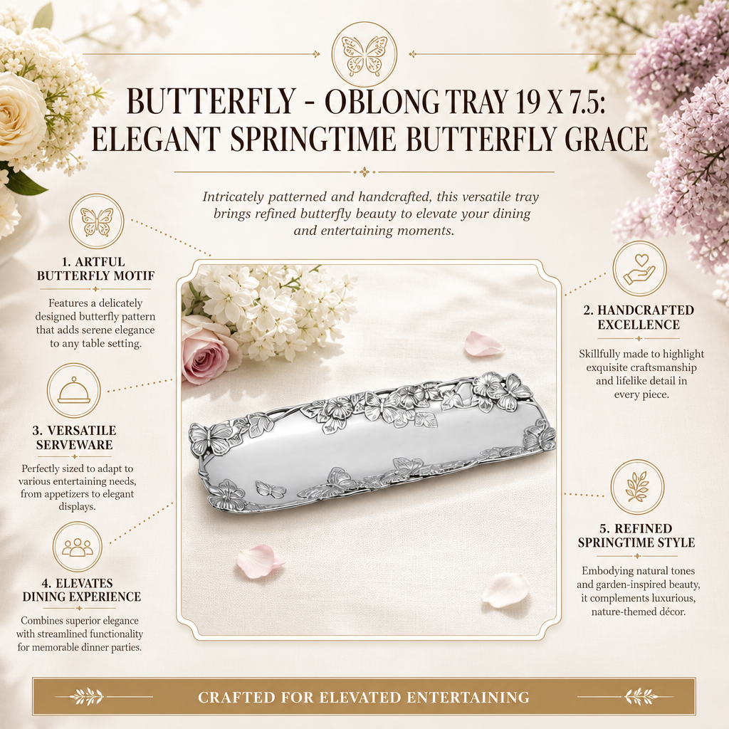 Butterfly - Oblong Tray 19 x 7.5: Elegant Springtime Butterfly Grace