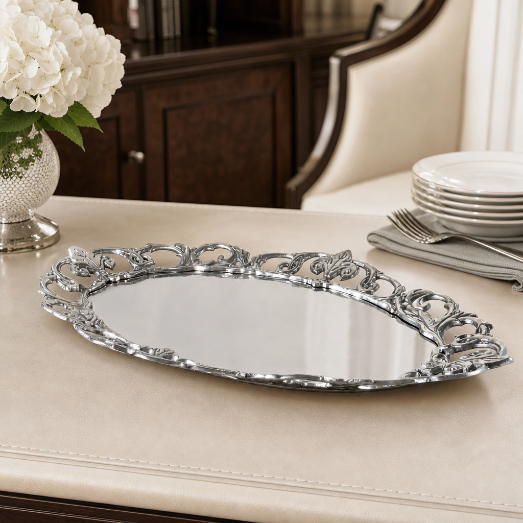 Fleur-De-Lis Oval Serving Tray 3