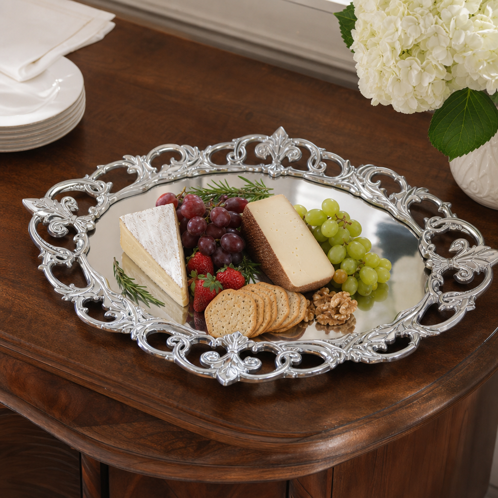 Fleur-De-Lis Oval Serving Tray 6