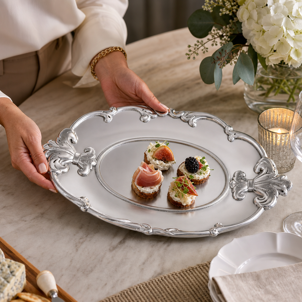 Fleur-De-Lis Oval Tray 4