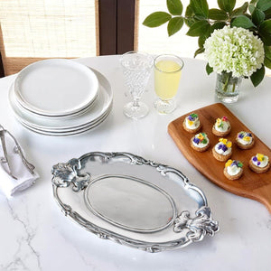 Fleur-De-Lis Oval Tray 9