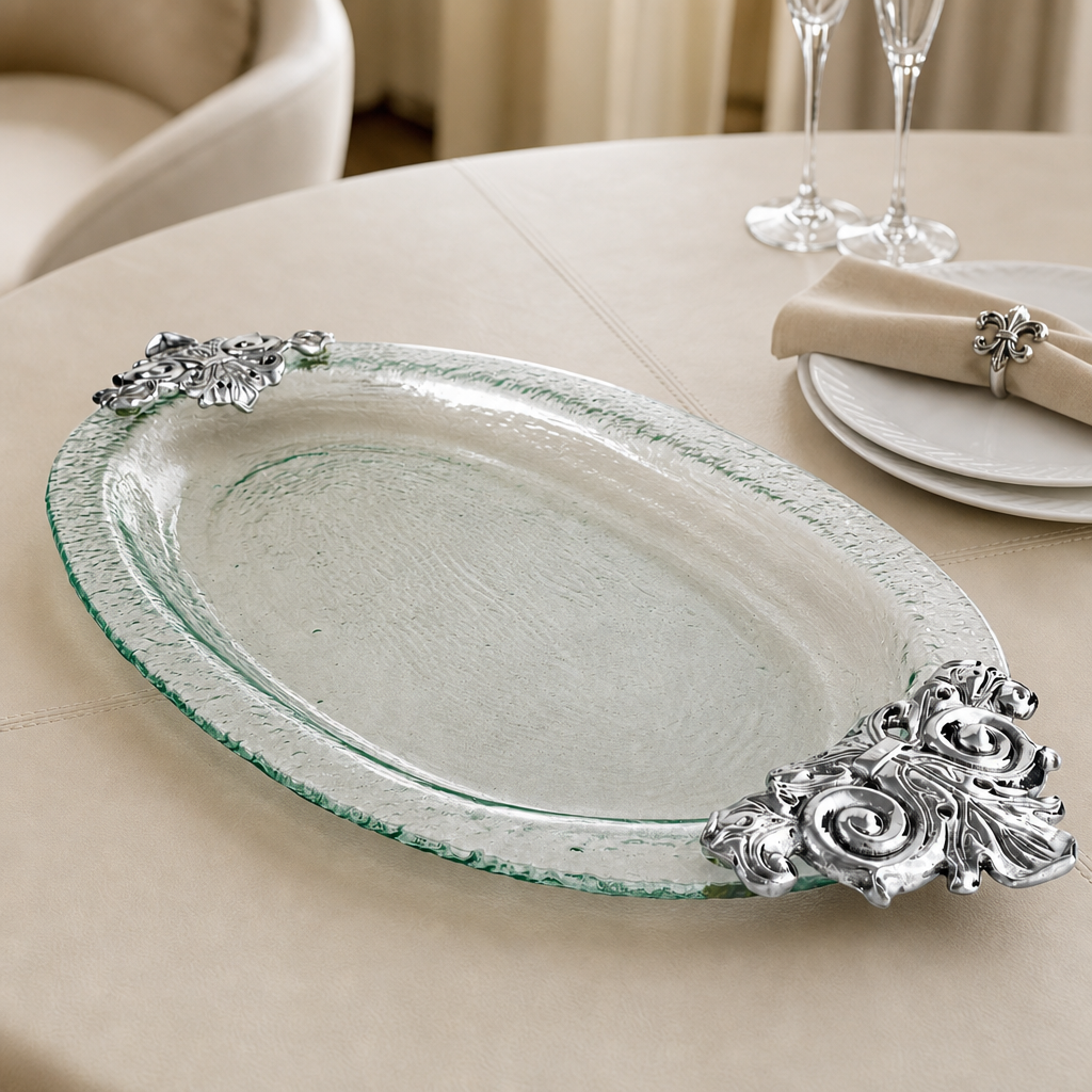 Fleur-De-Lis Glass Platter 1