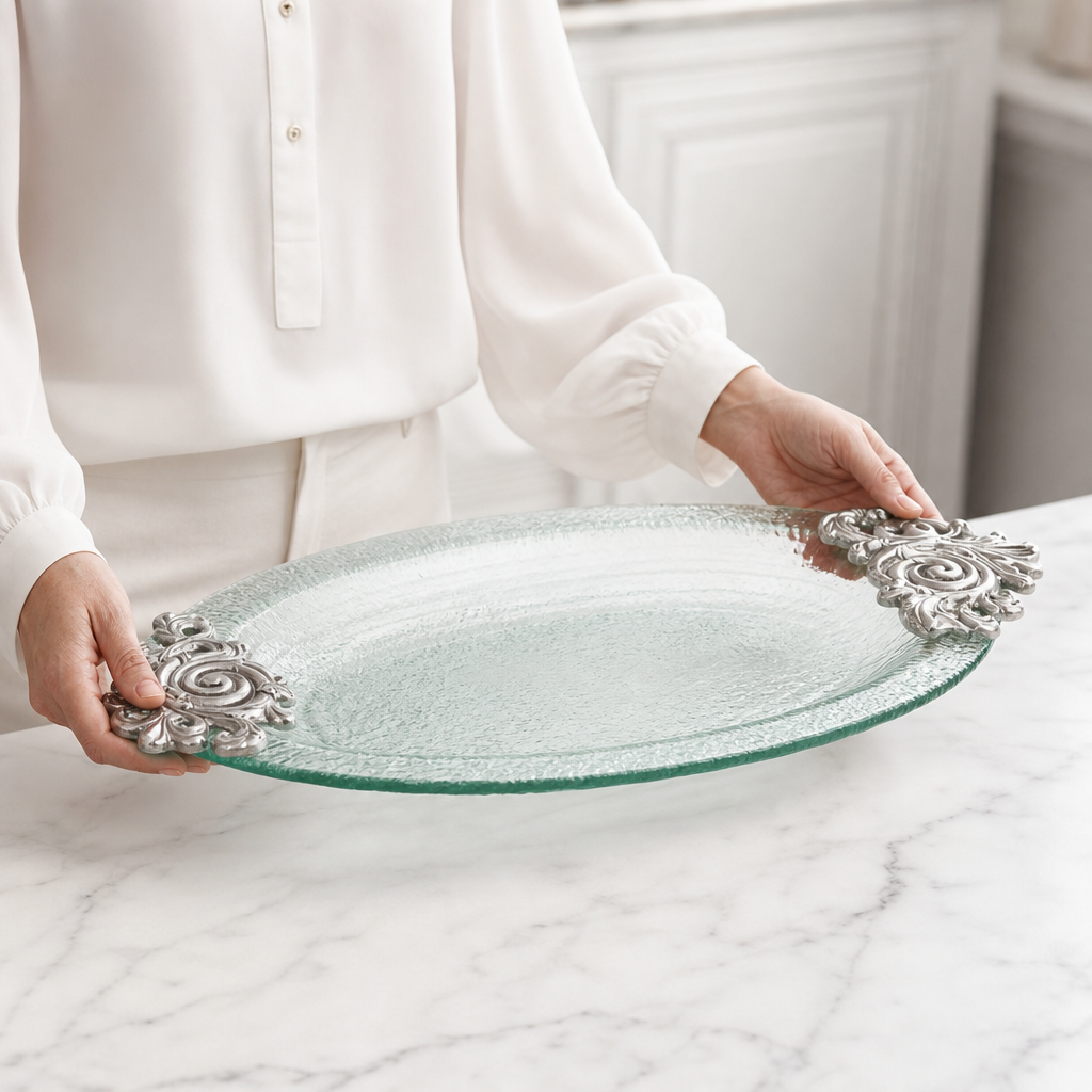Fleur-De-Lis Glass Platter 8