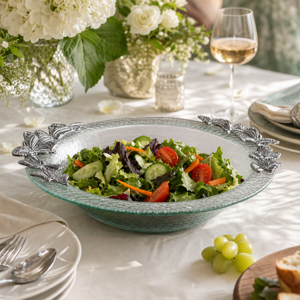 Butterfly Glass Salad Bowl 7