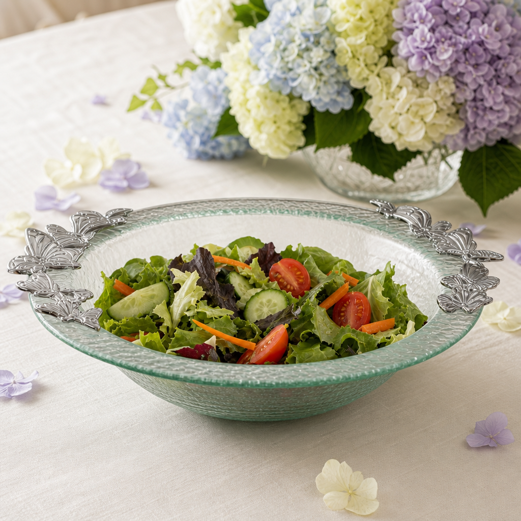 Butterfly Glass Salad Bowl 3