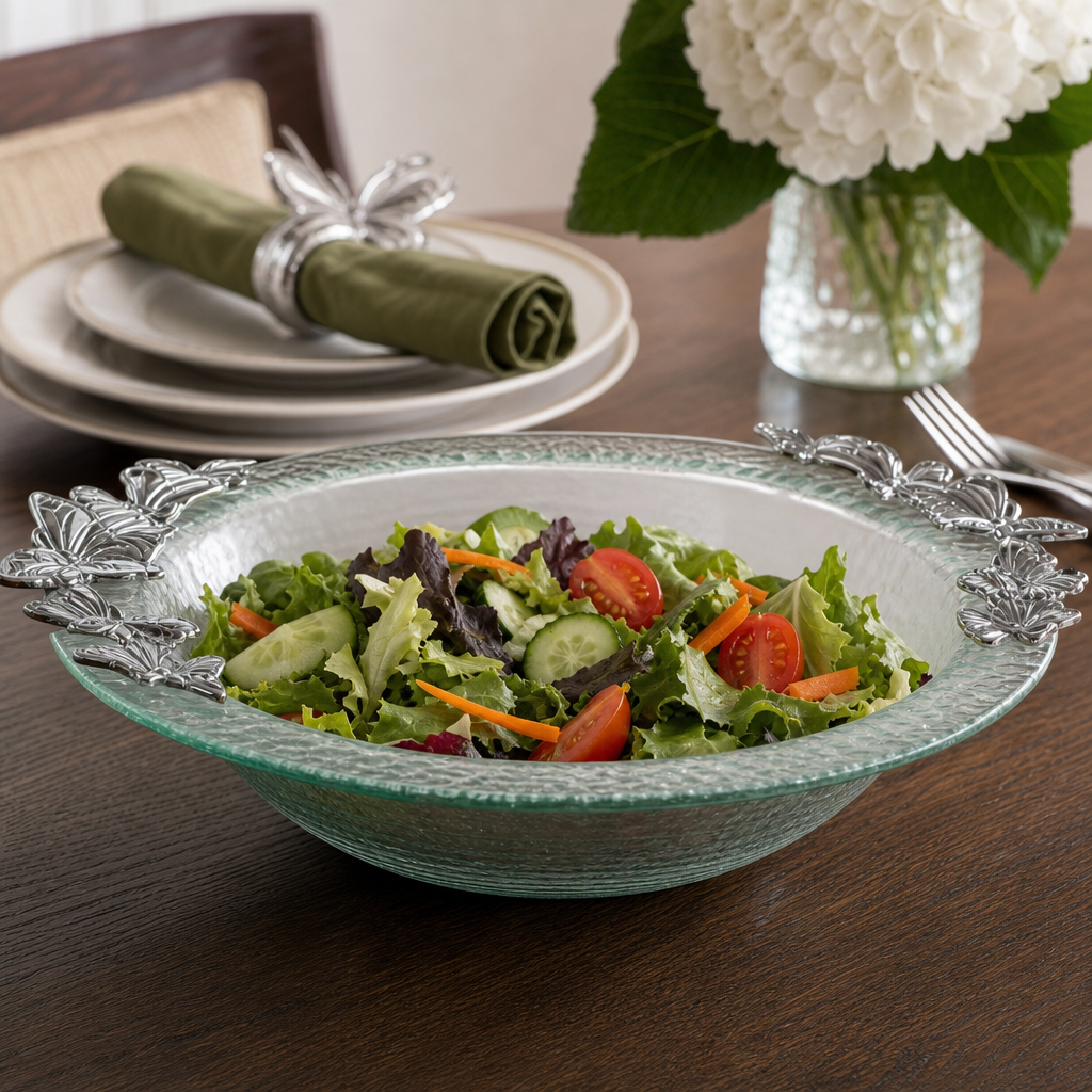 Butterfly Glass Salad Bowl 10
