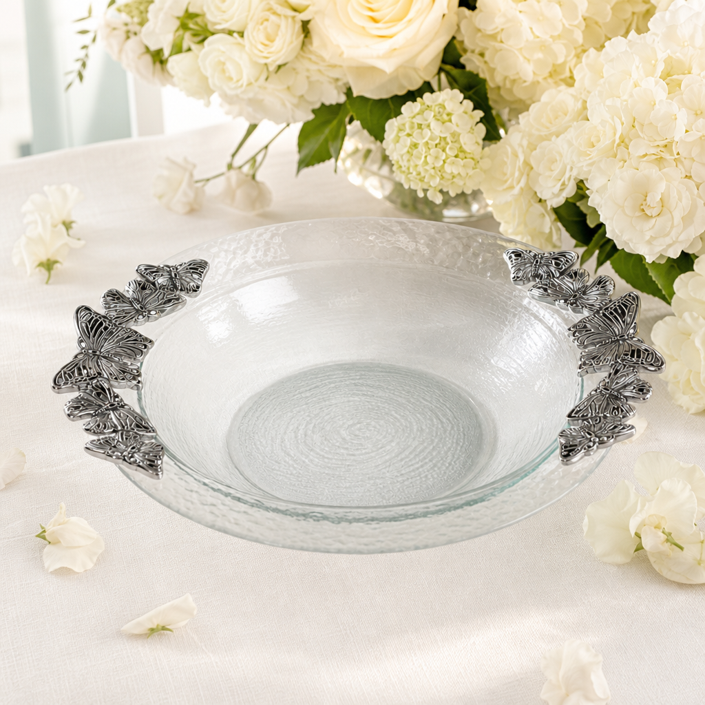 Butterfly Glass Salad Bowl 12