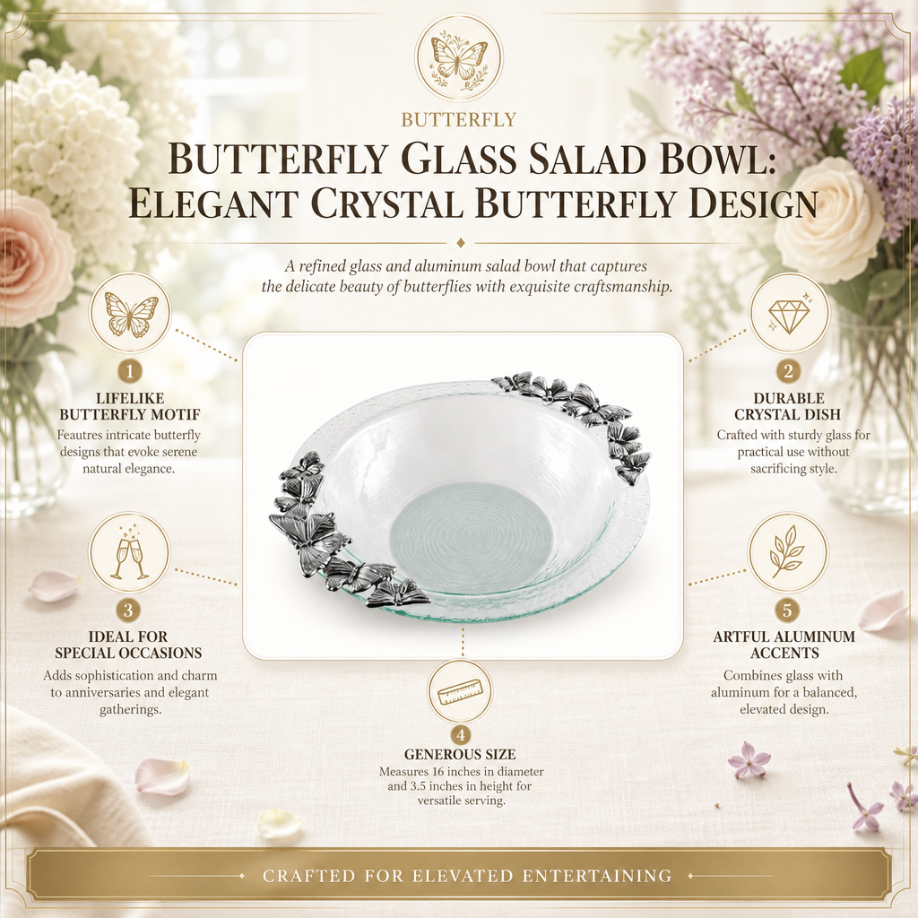 Butterfly Glass Salad Bowl 11