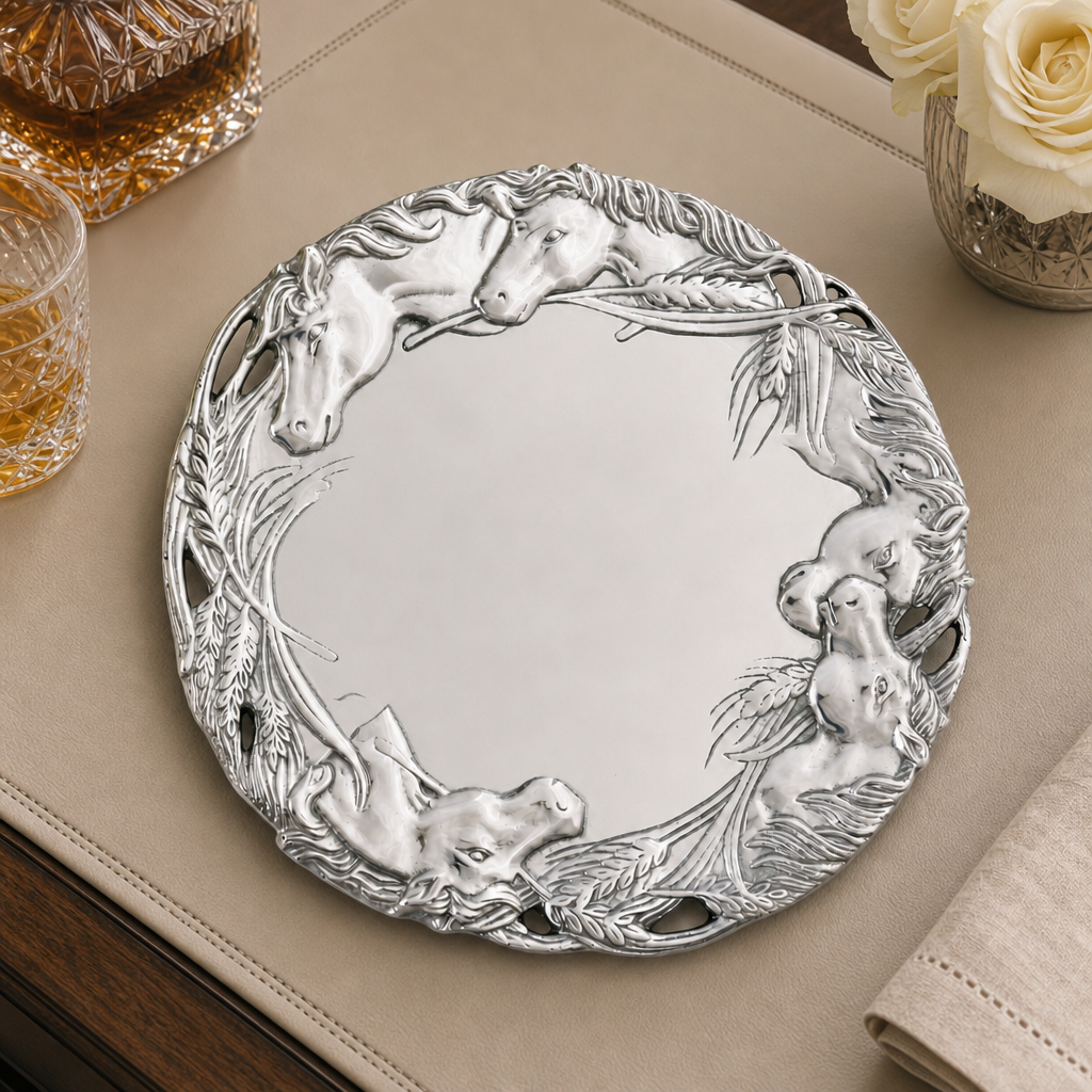 Horse Round Tray 12 3
