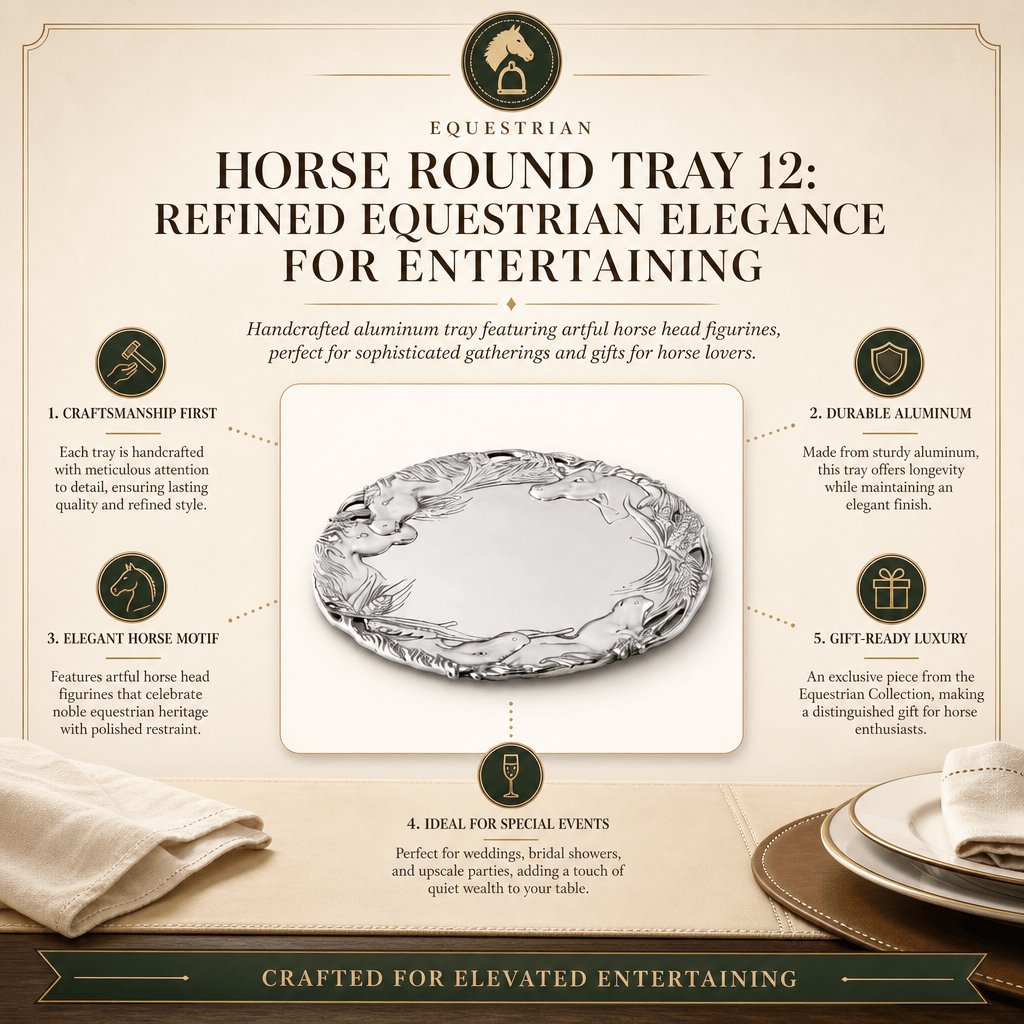 Horse Round Tray 12: Refined Equestrian Elegance for Entertaining
