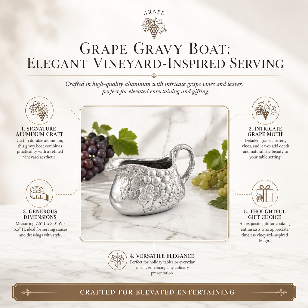 Grape Gravy Boat: Elegant Vineyard-Inspired Serving