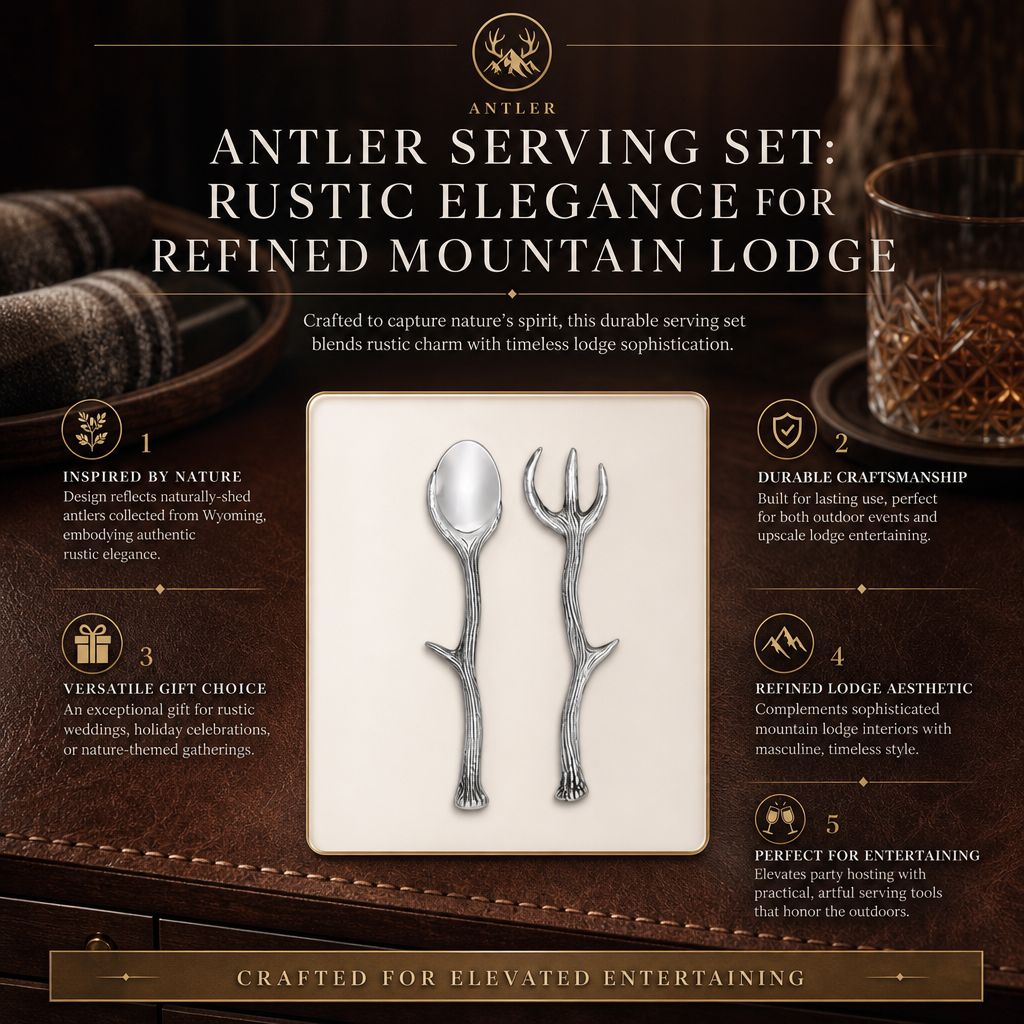 Antler Serving Set: Rustic Elegance for Refined Mountain Lodge