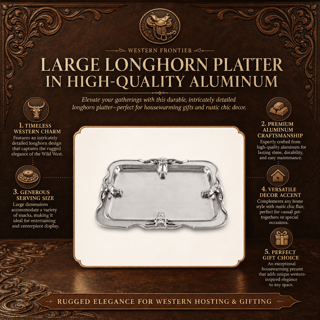 Large Longhorn Platter in High-Quality Aluminum