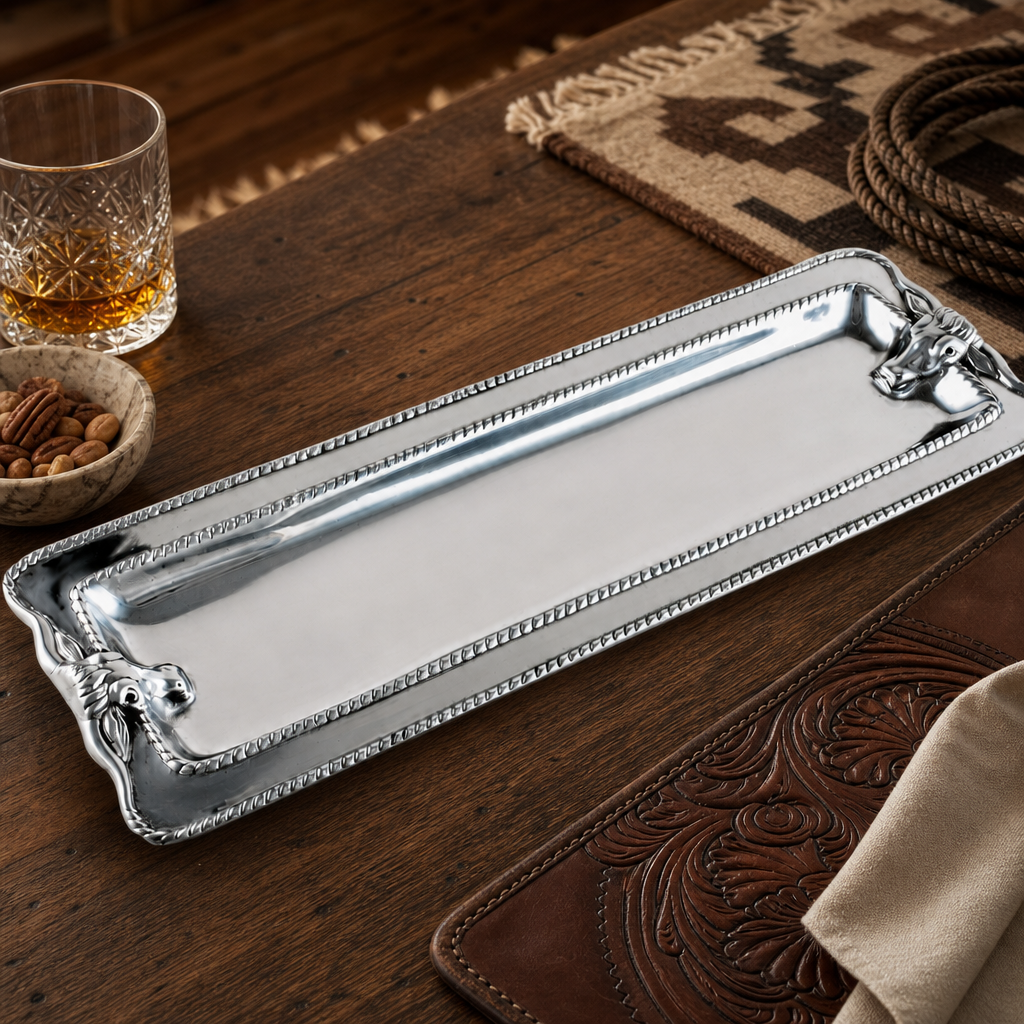 Longhorn with Braid Oblong Tray 1