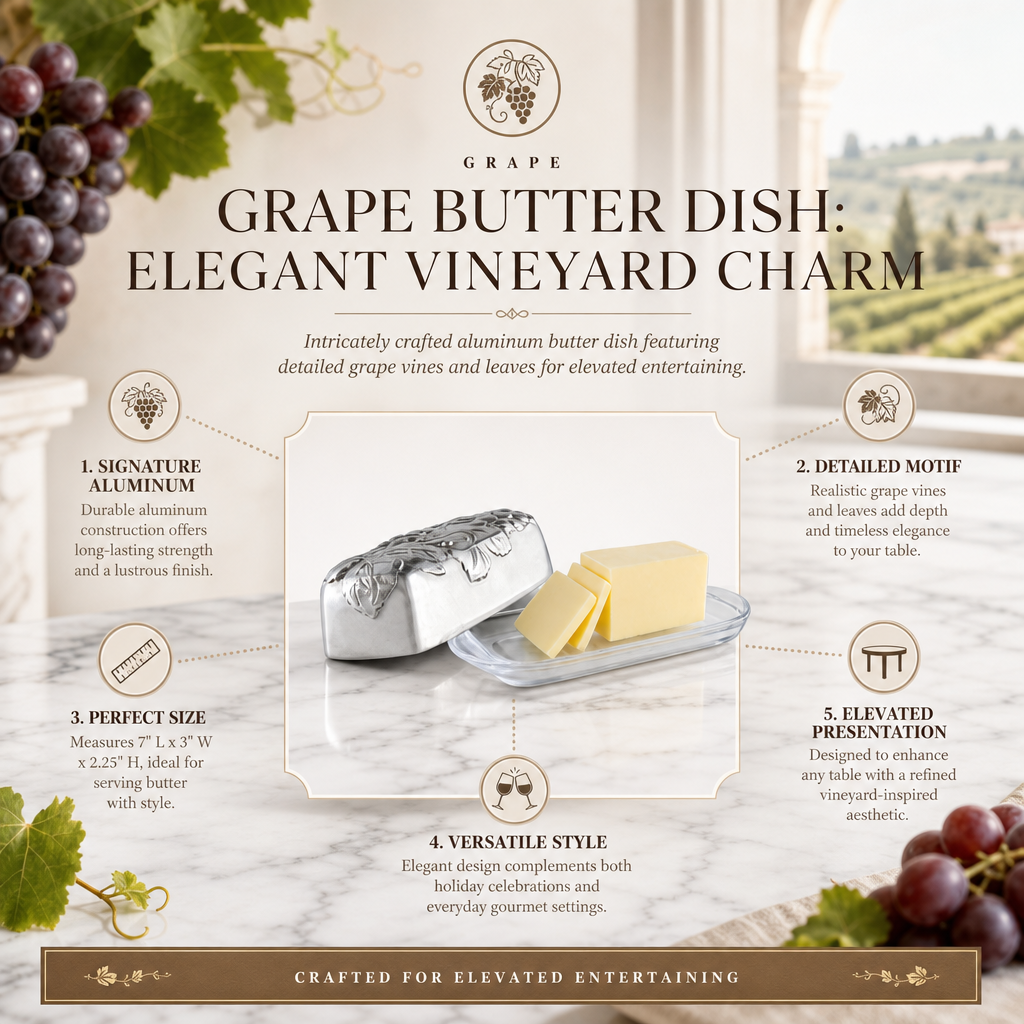 Grape Butter Dish: Elegant Vineyard Charm