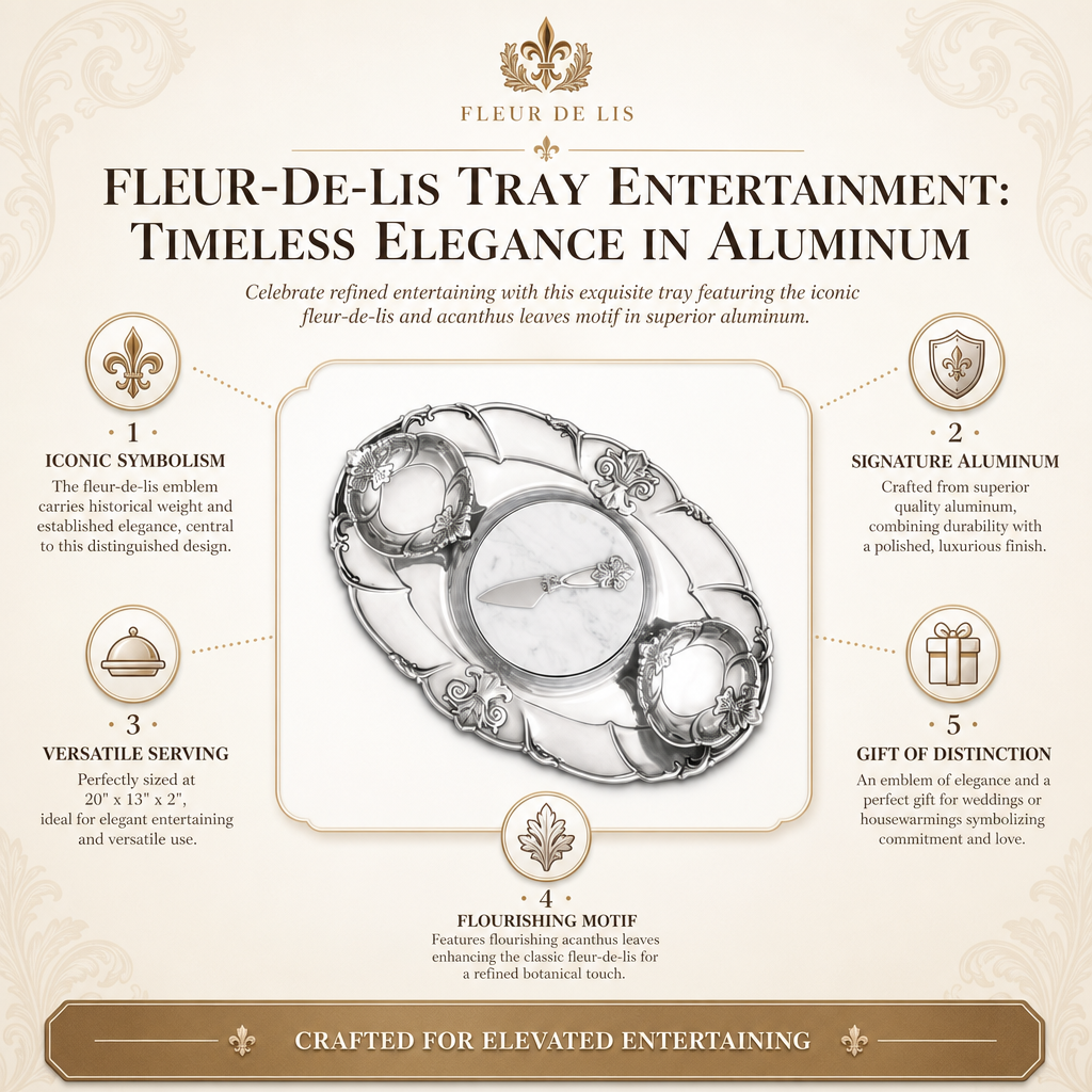 Fleur-De-Lis Tray Entertainment: Timeless Elegance in Aluminum