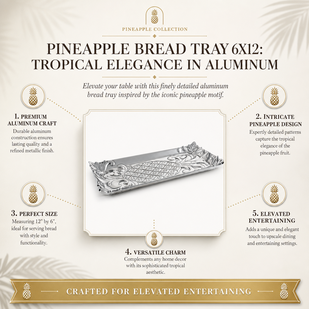 Pineapple Bread Tray 6x12: Tropical Elegance in Aluminum