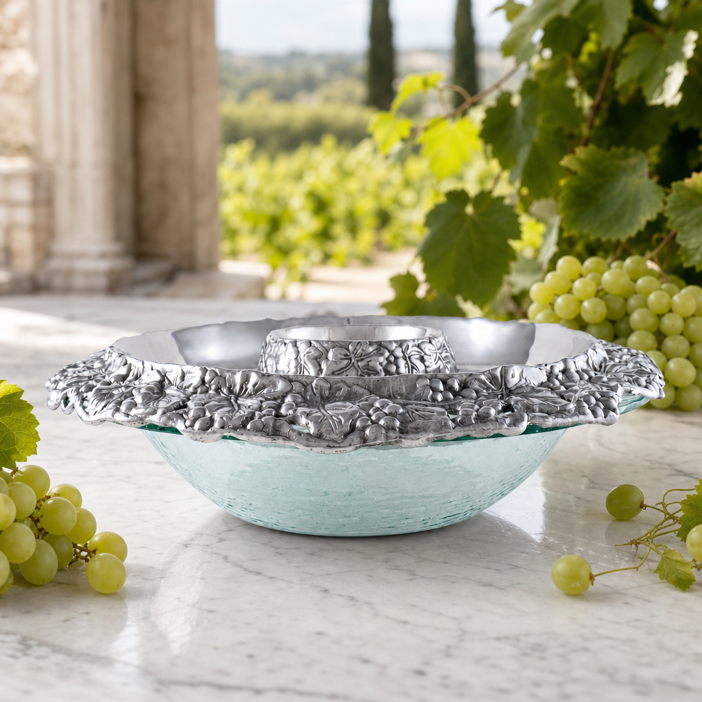Chilling Appetizer and Seafood Serving Bowl - Grape Pattern 1