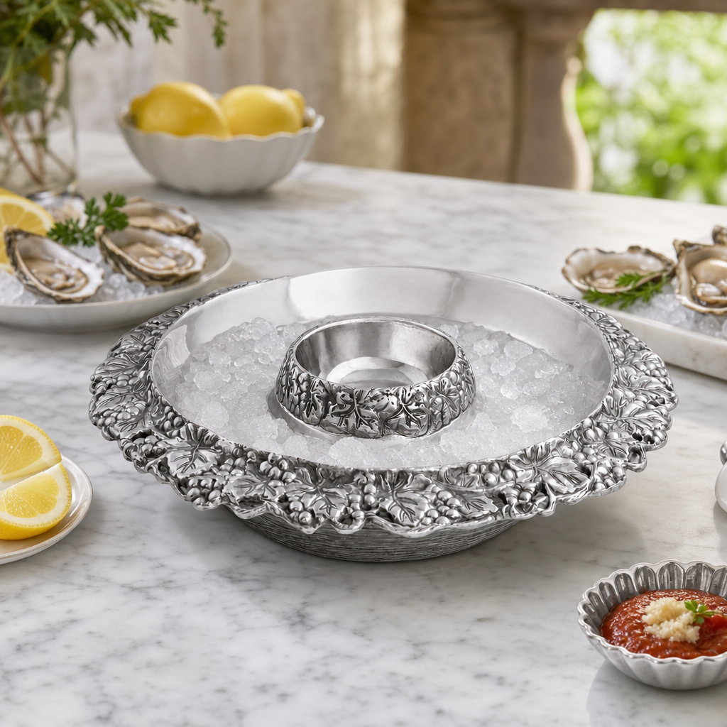 Chilling Appetizer and Seafood Serving Bowl - Grape Pattern 5