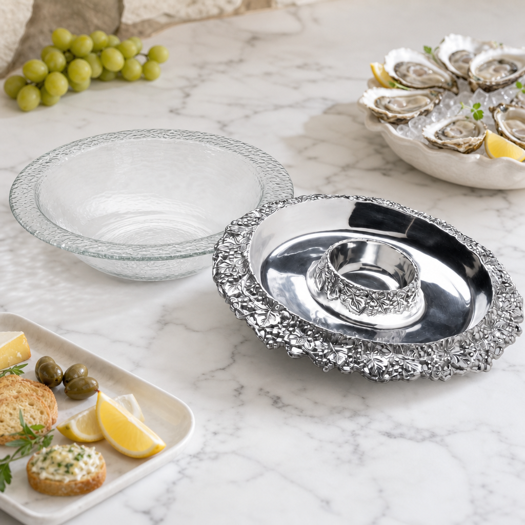 Chilling Appetizer and Seafood Serving Bowl - Grape Pattern 7