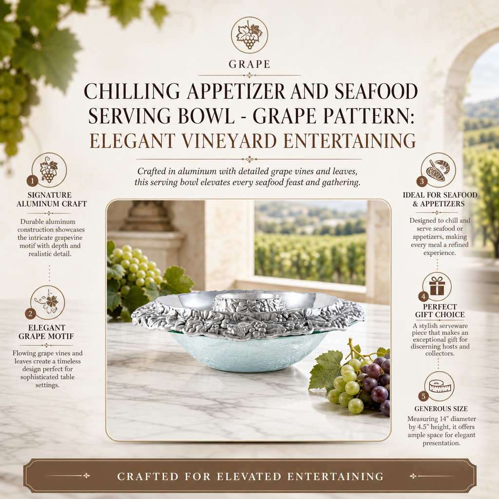 Chilling Appetizer and Seafood Serving Bowl - Grape Pattern: Elegant Vineyard Entertaining