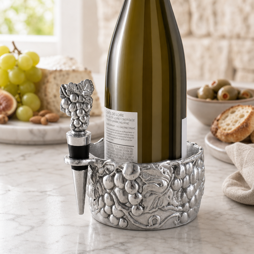 Grape Wine Caddy and Stopper Set 5
